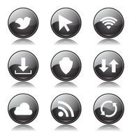 Web Internet Social Black Vector Button Icon Design Set N9