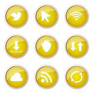 Web Internet Social Yellow Vector Button Icon Design Set N9