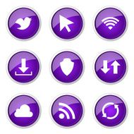Web Internet Social Violet Vector Button Icon Design Set N10