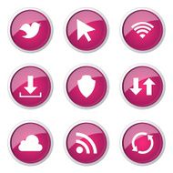 Web Internet Social Pink Vector Button Icon Design Set N10