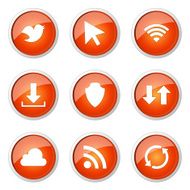 Web Internet Social Orange Vector Button Icon Design Set N8