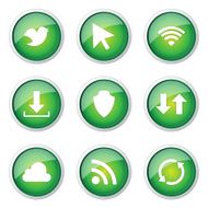 Web Internet Social Green Vector Button Icon Design Set N8