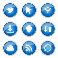 Web Internet Social Blue Vector Button Icon Design Set N8