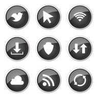 Web Internet Social Black Vector Button Icon Design Set N10