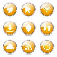 Web Internet Social Yellow Vector Button Icon Design Set N10