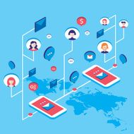 Social network communication Isometric concept illustration N2