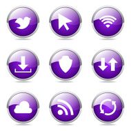 Web Internet Social Violet Vector Button Icon Design Set N11