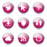 Web Internet Social Pink Vector Button Icon Design Set N11