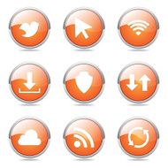 Web Internet Social Orange Vector Button Icon Design Set N9