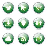 Web Internet Social Green Vector Button Icon Design Set N9