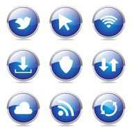 Web Internet Social Blue Vector Button Icon Design Set N9