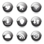 Web Internet Social Black Vector Button Icon Design Set N11