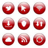 Web Internet Social Red Vector Button Icon Design Set N10