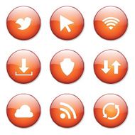 Web Internet Social Orange Vector Button Icon Design Set N10