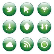 Web Internet Social Green Vector Button Icon Design Set N10