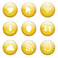 Web Internet Social Yellow Vector Button Icon Design Set N11