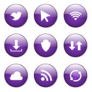 Web Internet Social Violet Vector Button Icon Design Set N12