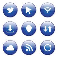 Web Internet Social Blue Vector Button Icon Design Set N10