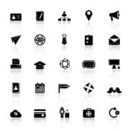 Contact connection icons with reflect on white background
