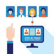 Hand pointing on avatars of contacts computer N2
