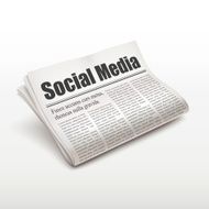 social media words on newspaper