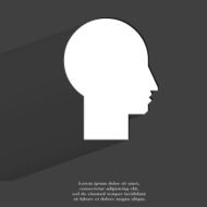 Man silhouette profile picture Flat modern web button with long