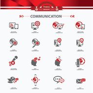 Communication concept icons Red version vector
