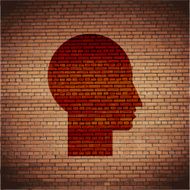 Man silhouette profile picture Flat modern web button and space