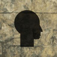 Man silhouette profile picture Flat modern web button and space N4