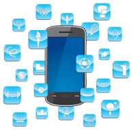 Smartphone with sports app icons