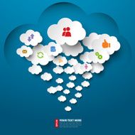 Cloud computing vector of computer icons on clouds N2