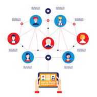 Hands holding tablet with web icons Social network Communication concept N3