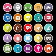 Media marketing flat icons with long shadow