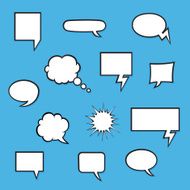 Set of comic bubbles with halftone shadows