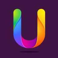 U letter one line colorful logo