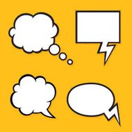 Set of comic bubbles with halftone shadows N2