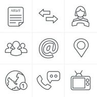 Line Icons Style Media and communication icons