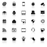 Internet cafe icons with reflect on white background