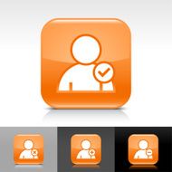 Orange icon user sign glossy rounded square web button