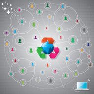 Colourful network with globe