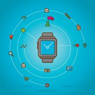Smartwatch with colourful circle icons