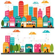 Colorful rendered city landscape