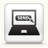 White Square Button with Send Message Icon N2