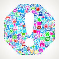 Caution Sign on Modern Technology &amp; Communication interface icon Pattern