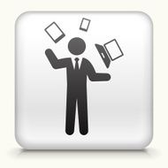 Square Button with Businessman &amp; Technology Communication