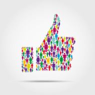 Crowd into a thumb up symbol