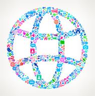 Globe on Modern Technology &amp; Communication interface icon Pattern