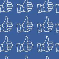 Thumbs up overlay on blue dotted background N2