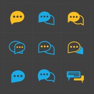 Colorful Speech bubble icons on black background Vector illustr N2