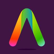 Letter A one line colorful logo